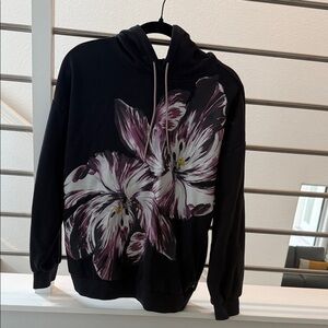 Scotch & Soda Black Hoodie with Purple Floral Design